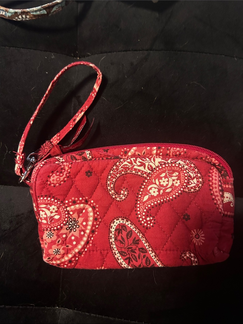 Quilted Red Paisley Wristlet Wallet